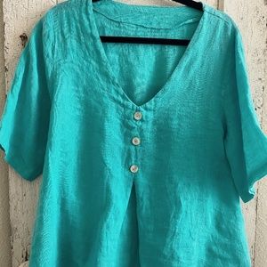Linen Short Sleeve Top